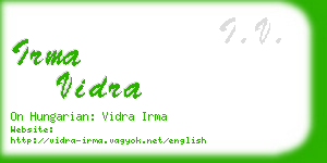 irma vidra business card